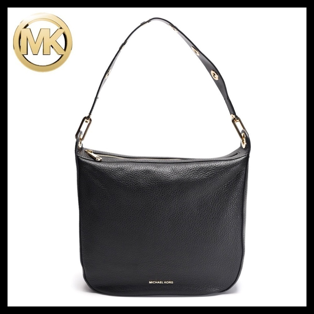 MICHAEL KORS Brooklyn Large Hobo Shoulder Bag Black Leather - Picture 2 of 9